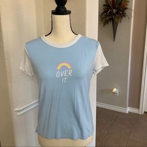 A.lab light blue cropped baby tee t-shirt“Over It” Zumiez XS